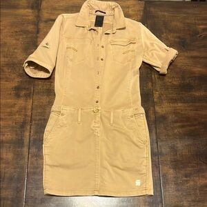 G-Star RAW Beige Mini Shirt Dress